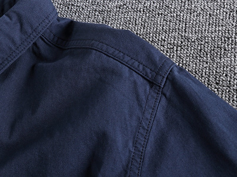 Vintage Workwear Double Pocket Shirt Retro Casual Classic Shirt Top for Men | V38