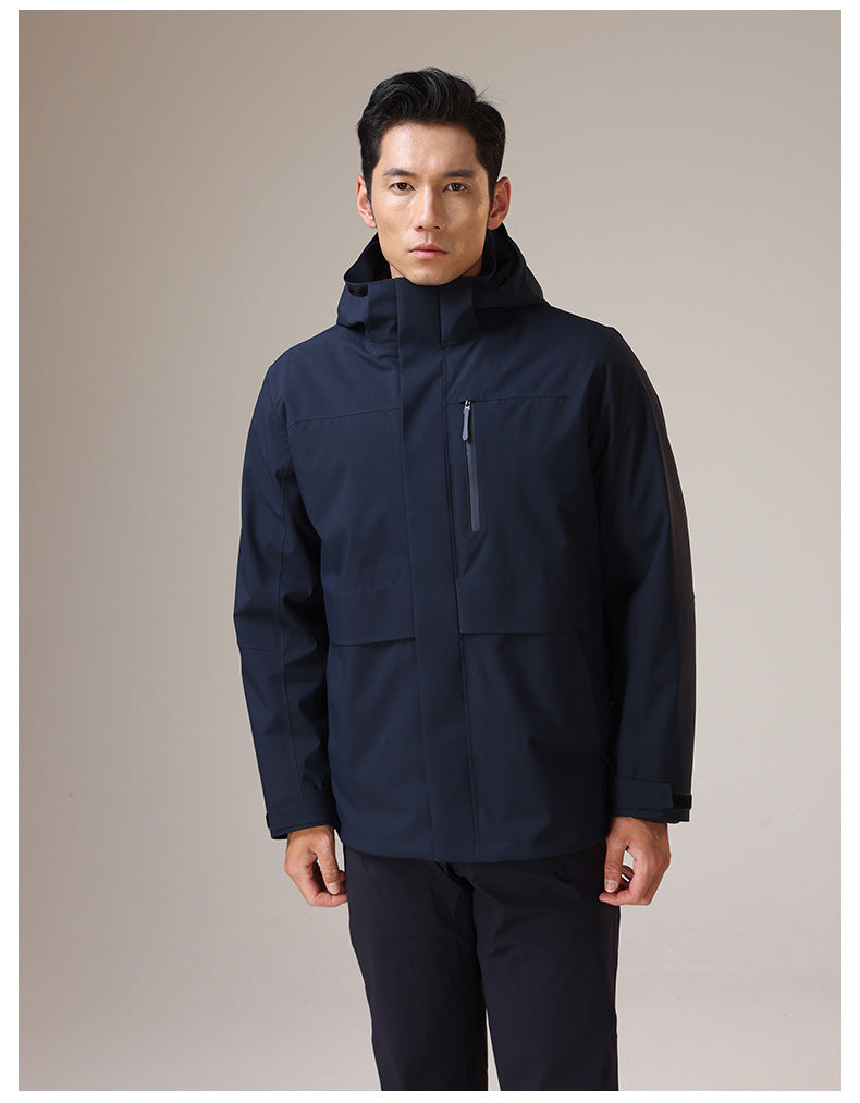 Dixiang Men's 3-in-1 Waterproof Hiking Jacket | 8000mm Seam-Taped Shell with White Goose Down Inner Layer | All-Season Outdoor Coat | J24688