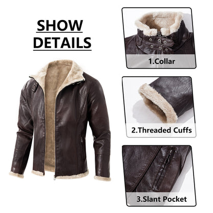 Premium Quality Winter Casual Warm Thick Fur Collar Cotton Leather Jackets | PY916-P90