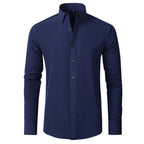 Men's Long-sleeved Business Casual Stretchable Shirt Solid Color Slim Non Iron Stretchy Dress Shirts