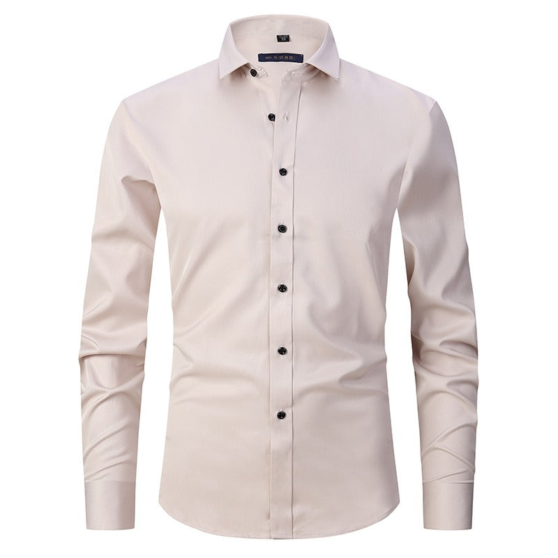 Men's Dress Shirts Classic Long Sleeve Solid Color Designer Silk Business Shirts | 2-7