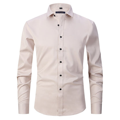 Men's Dress Shirts Classic Long Sleeve Solid Color Designer Silk Business Shirts | 2-7