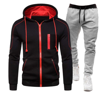 Men's Winter Zipper Hoodie 2 Pieces Casual Tracksuit Sportswear | 065