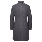Men's Wool Trench Coat Turn Down Collar Long Wool & Blends Woolen Jacket Coat | JJ-YF601