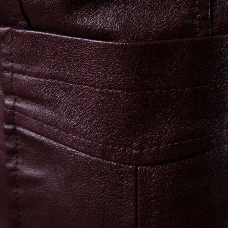 Men Suit Leather Jacket Casual Classic Business Motorcycles PU Leather Blazer Coat | 1412