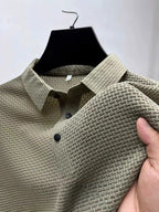 Men's Ice Silk Short Sleeve Shirt – Breathable Business Casual Stand Collar | A-D246