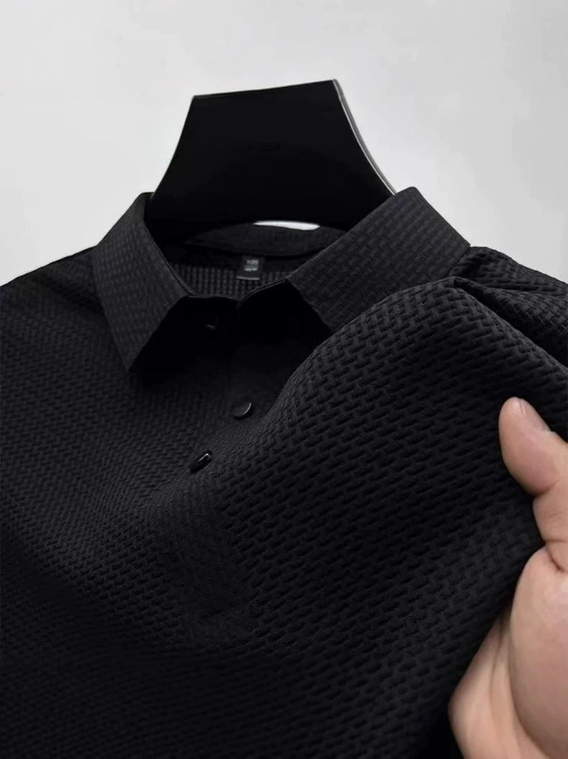 Men's Ice Silk Short Sleeve Shirt – Breathable Business Casual Stand Collar | A-D246