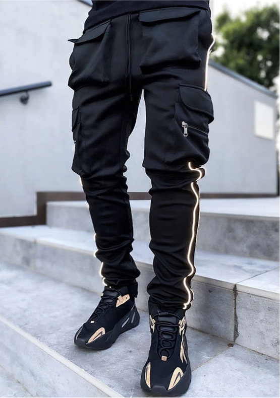 Men's Casual Drawstring Joggers Elastic Waist Cargo Pants Trousers Hip Hop Sweatpants | CK838