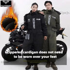 Winter Full Waterproof Thick Ski Suit Jacket Trouser Snow Windproof Fleece Jumpsuit Cold Weather Motorcycle Riding Suit