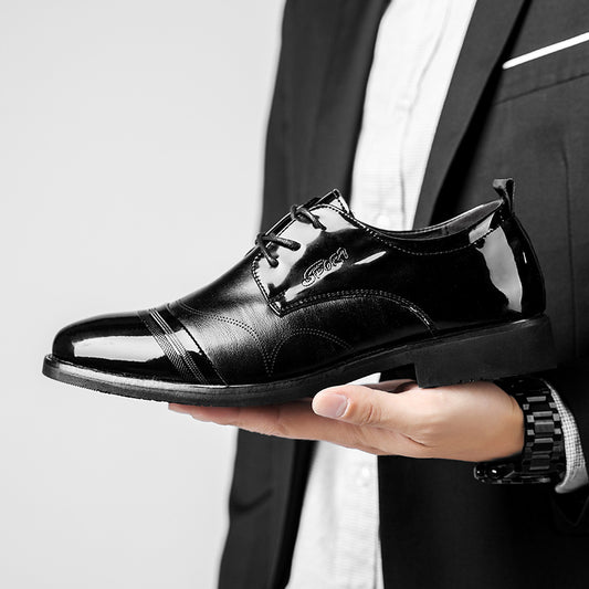 Scarpe da uomo in pelle PU nera lucida, casual, per eventi e matrimoni, comode e formali, stivali da lavoro eleganti | 28008 