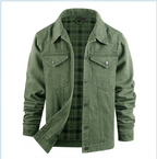 Men's Large Size Western Plaid Flannel Trucker Jacket Casual Denim Outerwear Jacket | 3270