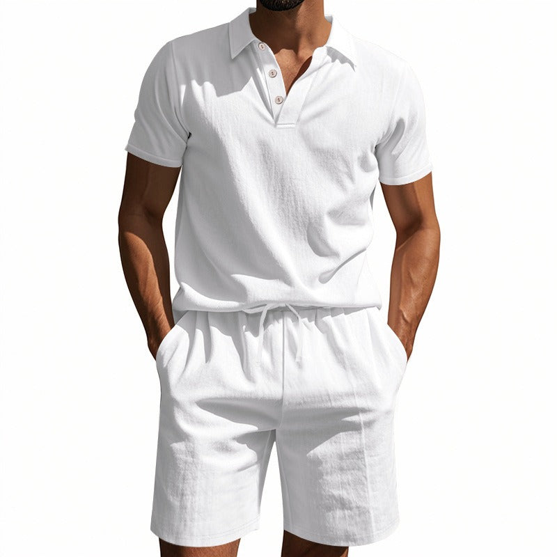 Men’s Breathable Linen Polo Set – Cool & Comfortable Shirt & Shorts Outfit Set | BKCS-20