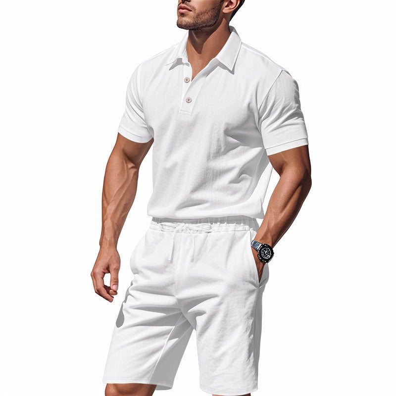 Men’s Breathable Linen Polo Set – Cool & Comfortable Shirt & Shorts Outfit Set | BKCS-20