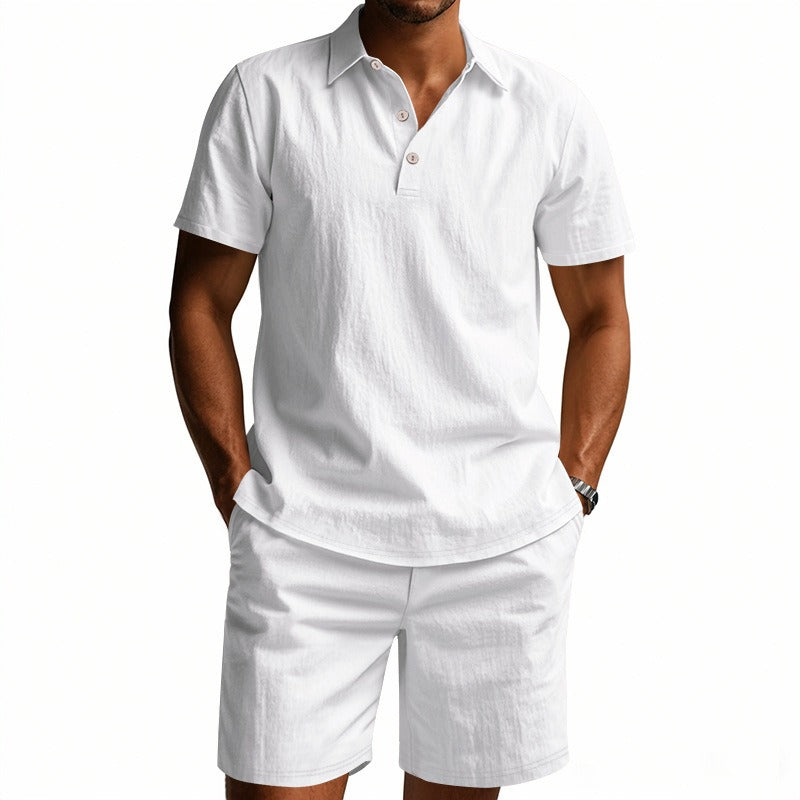Men’s Breathable Linen Polo Set – Cool & Comfortable Shirt & Shorts Outfit Set | BKCS-20