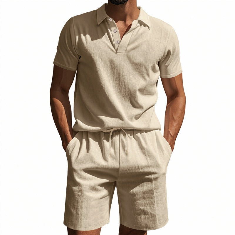 Men’s Breathable Linen Polo Set – Cool & Comfortable Shirt & Shorts Outfit Set | BKCS-20