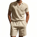 Men’s Breathable Linen Polo Set – Cool & Comfortable Shirt & Shorts Outfit Set | BKCS-20