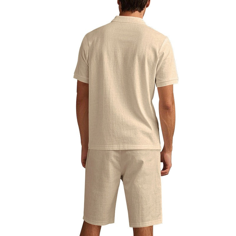 Men’s Breathable Linen Polo Set – Cool & Comfortable Shirt & Shorts Outfit Set | BKCS-20