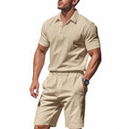 Men’s Breathable Linen Polo Set – Cool & Comfortable Shirt & Shorts Outfit Set | BKCS-20