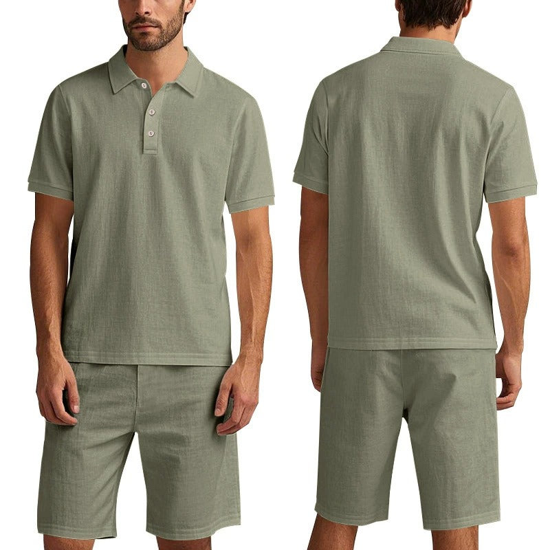 Men’s Breathable Linen Polo Set – Cool & Comfortable Shirt & Shorts Outfit Set | BKCS-20