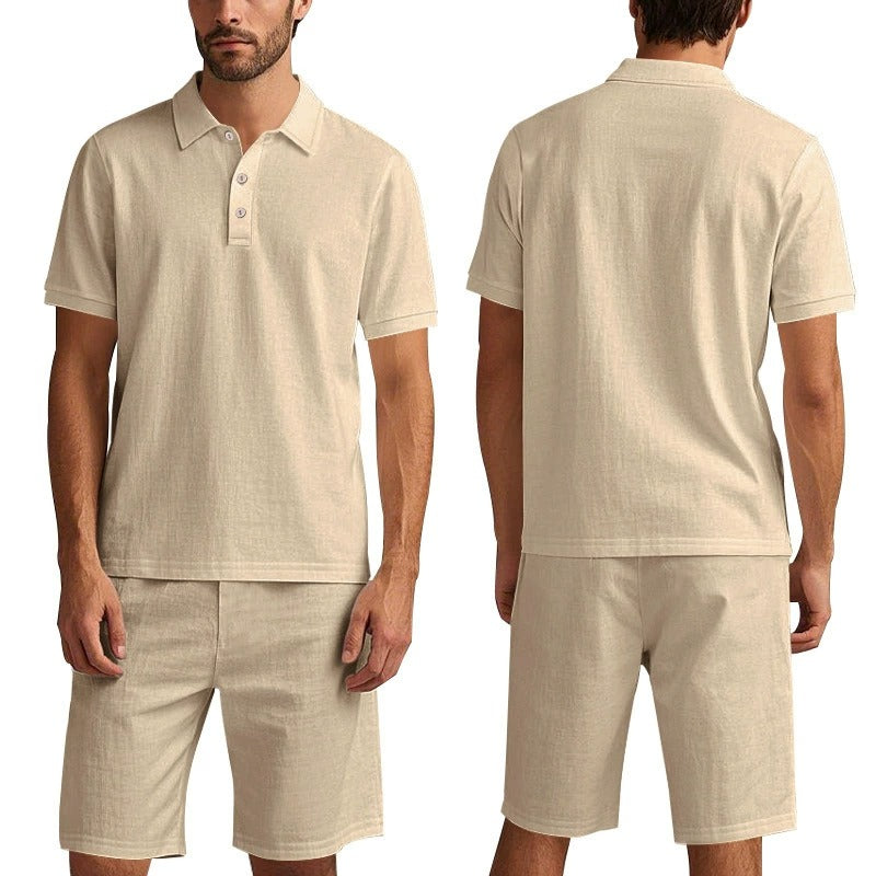 Men’s Breathable Linen Polo Set – Cool & Comfortable Shirt & Shorts Outfit Set | BKCS-20