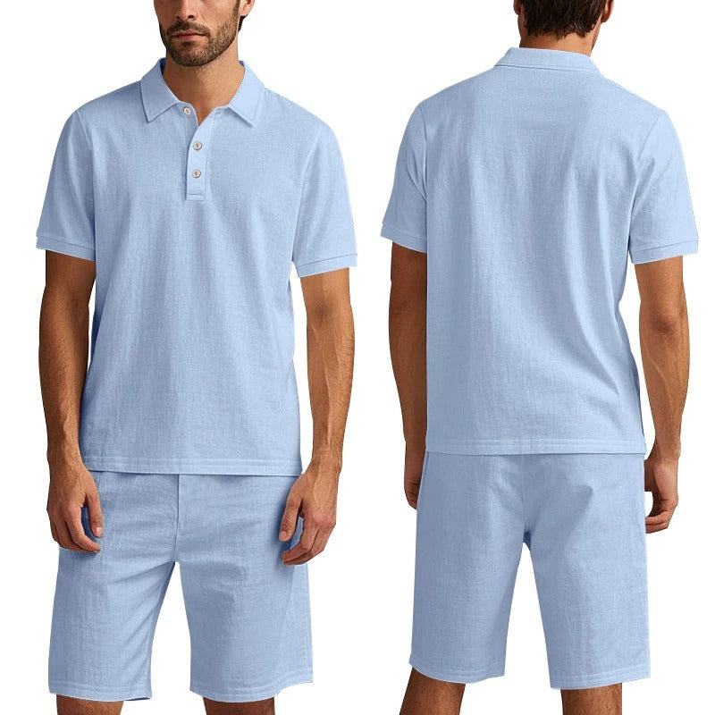 Men’s Breathable Linen Polo Set – Cool & Comfortable Shirt & Shorts Outfit Set | BKCS-20