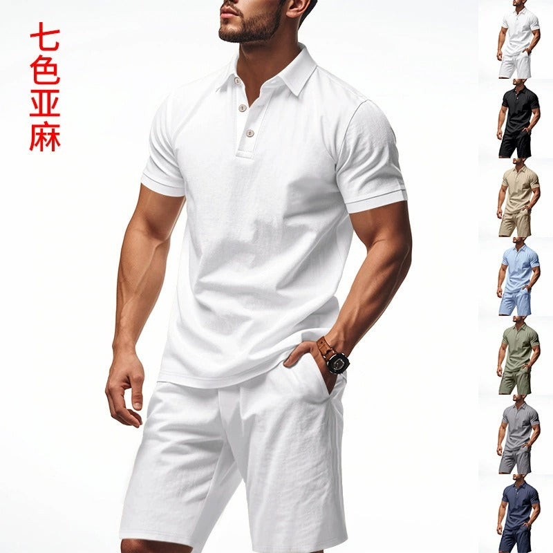 Men’s Breathable Linen Polo Set – Cool & Comfortable Shirt & Shorts Outfit Set | BKCS-20