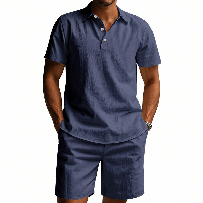 Men’s Breathable Linen Polo Set – Cool & Comfortable Shirt & Shorts Outfit Set | BKCS-20
