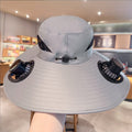 Unisex Cooling Fishing Fan Hat Summer Outdoor Adjustable Fan Bucket Hat with Face Cover - UV Protection