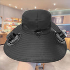 Unisex Cooling Fishing Fan Hat Summer Outdoor Adjustable Fan Bucket Hat with Face Cover - UV Protection