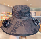 Unisex Cooling Fishing Fan Hat Summer Outdoor Adjustable Fan Bucket Hat with Face Cover - UV Protection