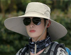 Unisex Cooling Fishing Fan Hat Summer Outdoor Adjustable Fan Bucket Hat with Face Cover - UV Protection