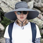 Unisex Cooling Fishing Fan Hat Summer Outdoor Adjustable Fan Bucket Hat with Face Cover - UV Protection
