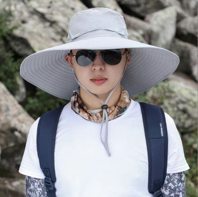 Unisex Cooling Fishing Fan Hat Summer Outdoor Adjustable Fan Bucket Hat with Face Cover - UV Protection