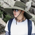 Unisex Cooling Fishing Fan Hat Summer Outdoor Adjustable Fan Bucket Hat with Face Cover - UV Protection