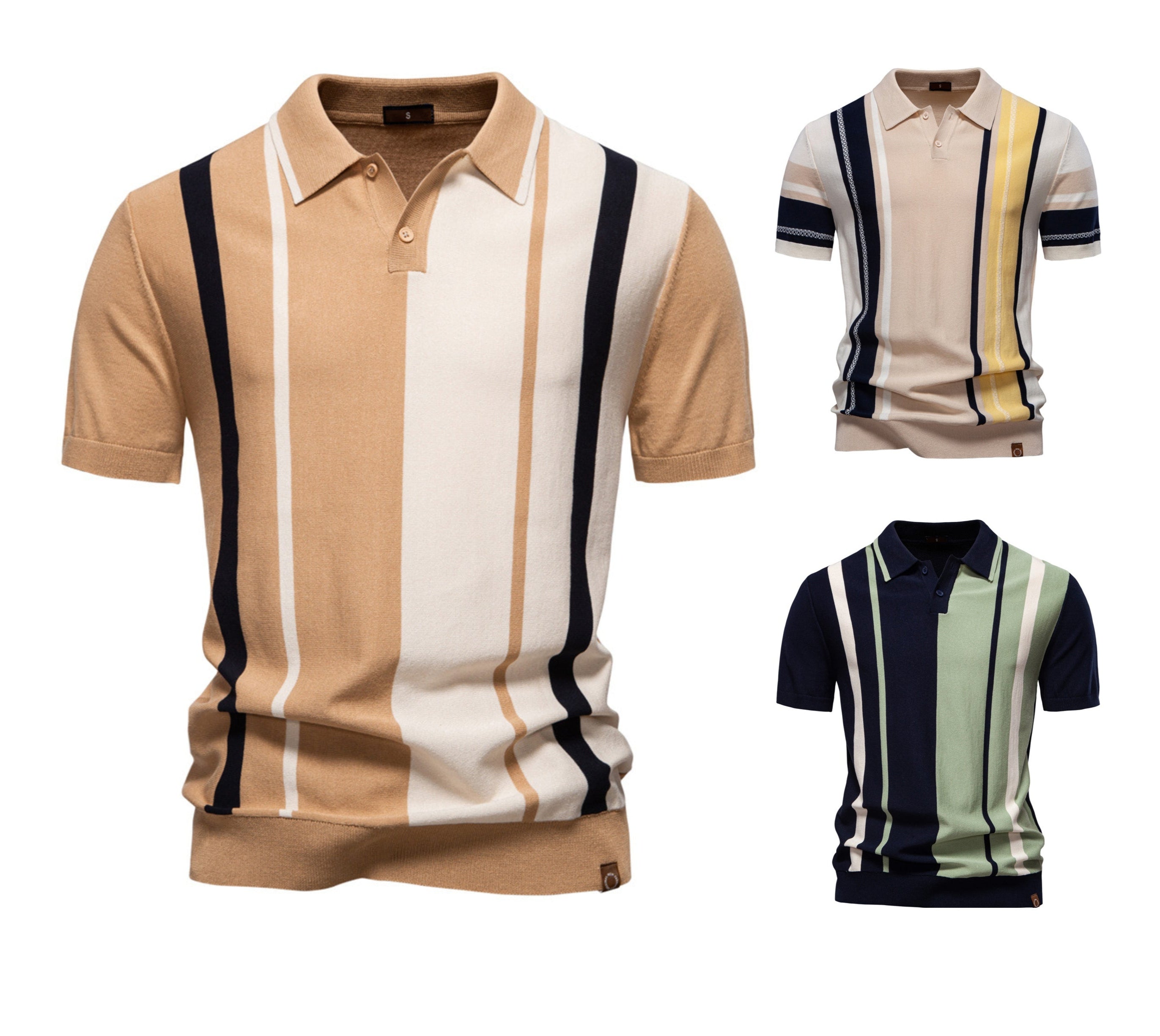 Men's Striped Knit Polo Shirt - 2025 Summer Slim-Fit Urban Casual Top | PSD8021/PSD8028