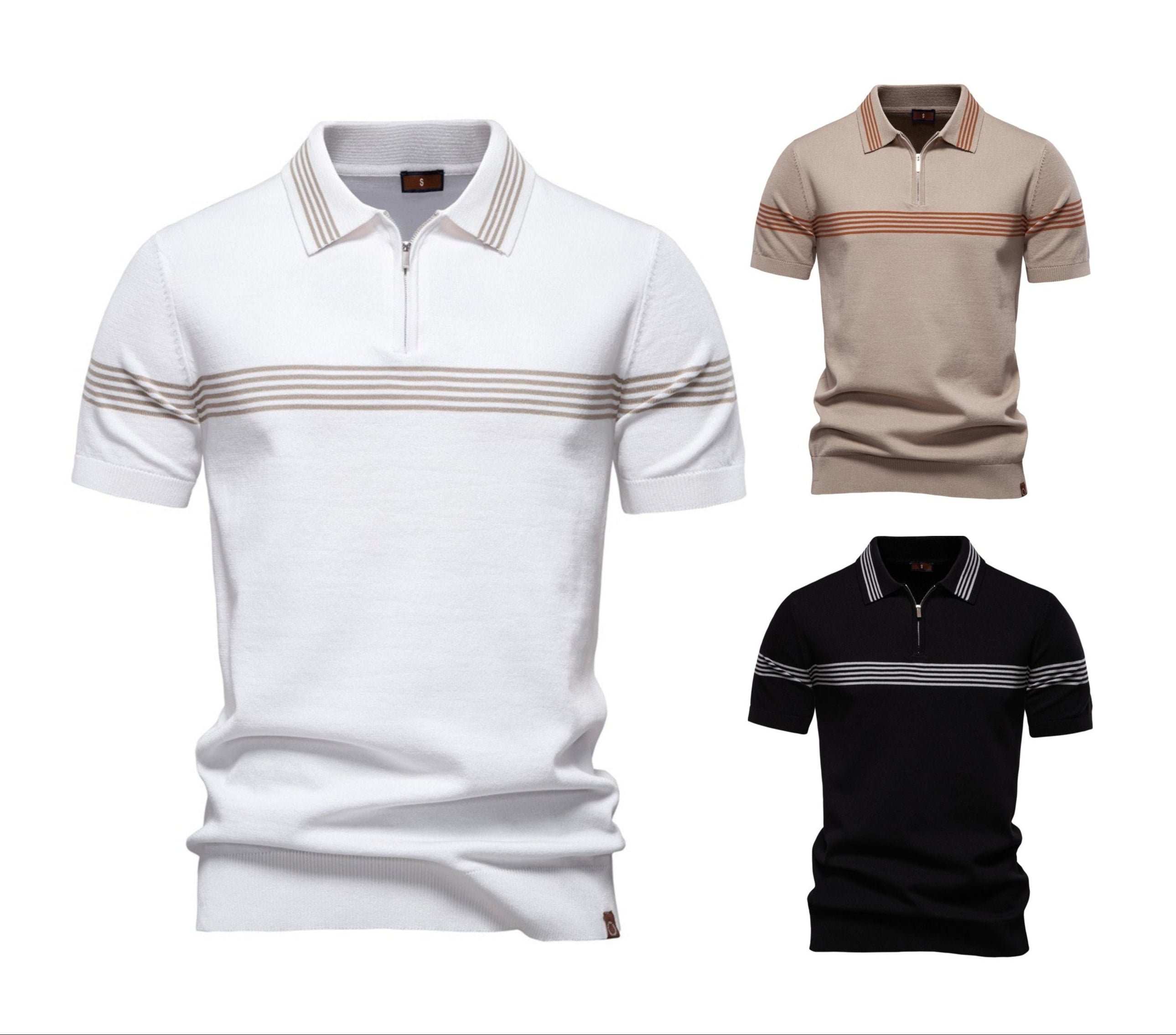 Men's Slim-Fit Stripe Knit Polo Shirt - 2025 Summer Business Casual Top | PSD8047