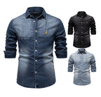 Men's Slim-Fit Denim Shirt - 2025 Spring Casual Long Sleeve Top | 6036