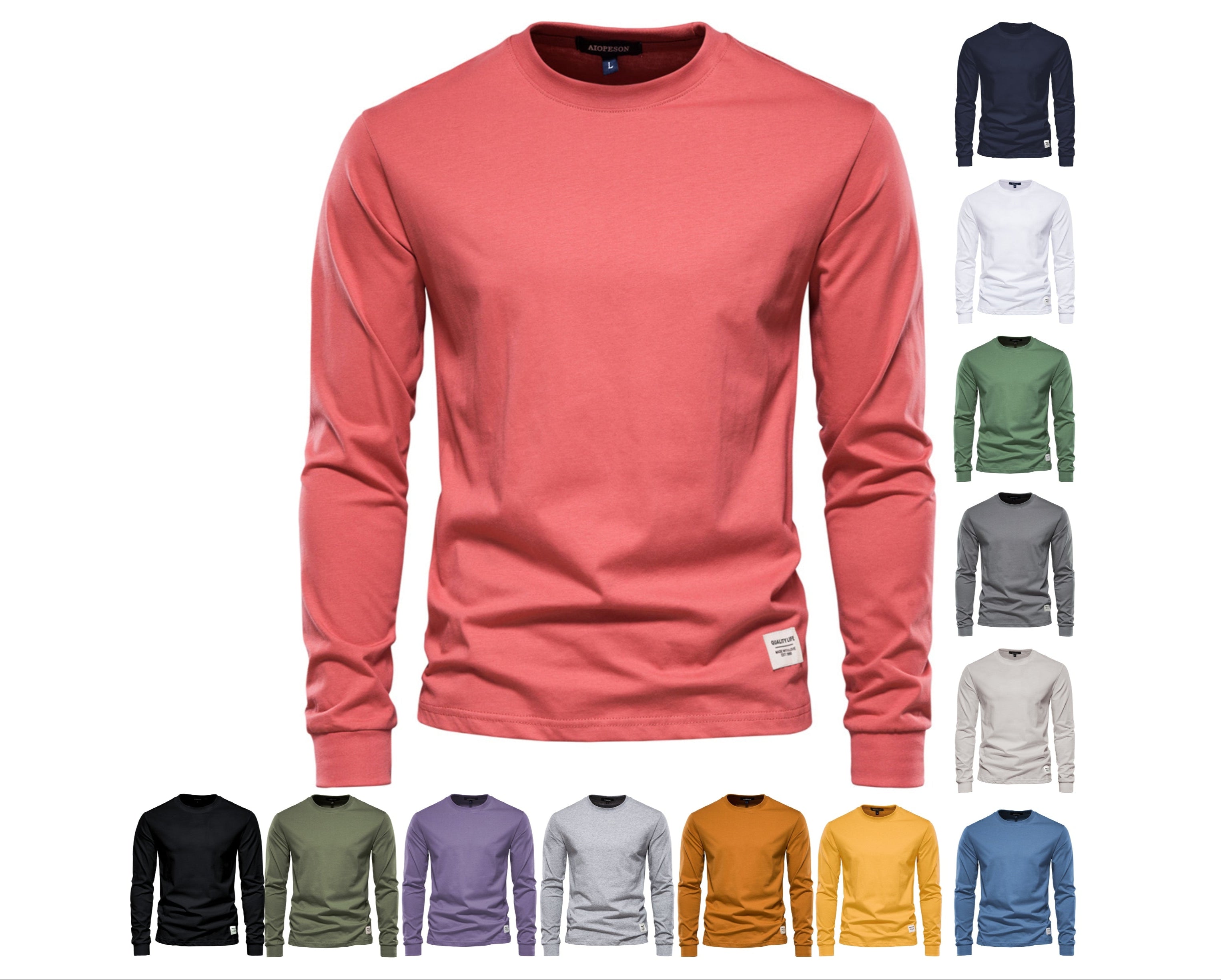 Men’s Oversized Long Sleeve T-Shirt – Casual Streetwear Cotton Crewneck Top for Everyday Style | AX601