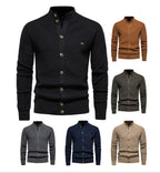 Men’s Winter Full-Zip Cardigan Sweater – High-Stretch Cotton Stand Collar Knit Top | Y324
