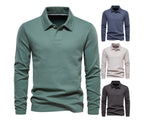 Men's Washed Polo Shirt – Long Sleeve Cotton Blend Top | Smart-Casual Autumn Essential | PL255