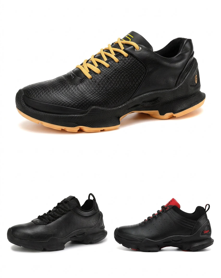 Men’s Leather Waterproof Walking Trainers | Business Casual Outdoor Sneakers | Soft Cushioned Comfort Shoes