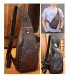 Men's Business Shoulder Bag Elegant Crocodile Pattern for Professional Style | 9076