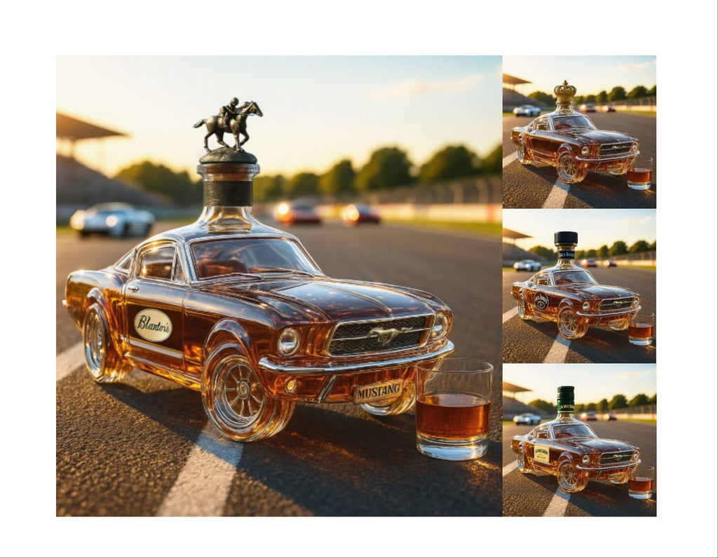 Police Car Mustang Whiskey Bottle Creative Vehicle-Shaped Glass Decanter 350ml Novelty Liquor Container for Home Bar & Gifts