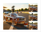 Police Car Mustang Whiskey Bottle Creative Vehicle-Shaped Glass Decanter 350ml Novelty Liquor Container for Home Bar & Gifts