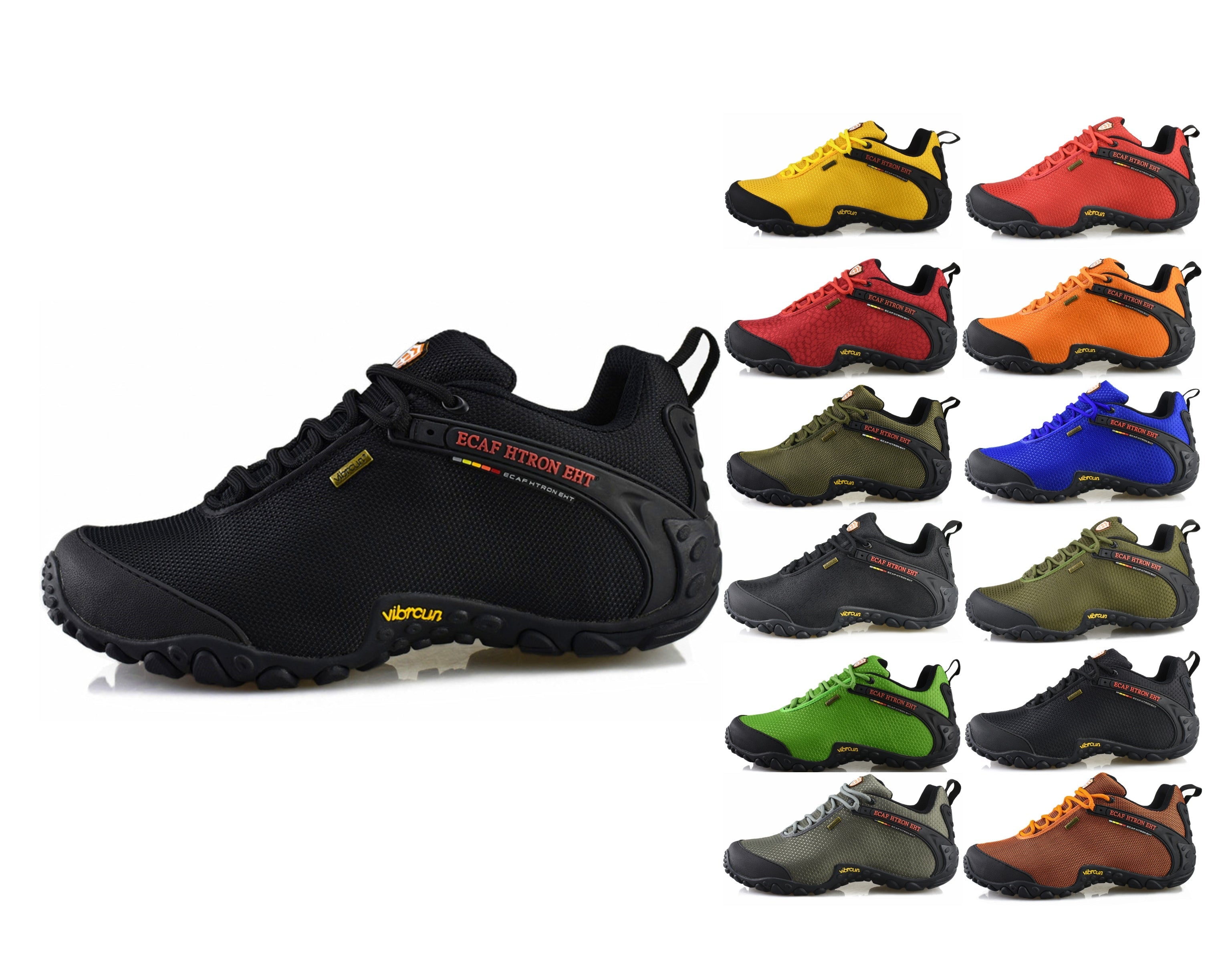 ECAF HTRON Men Water-Resistant Hiking Shoes Breathable Trainers Trail Runners Lightweight Outdoor Trekking Sneakers