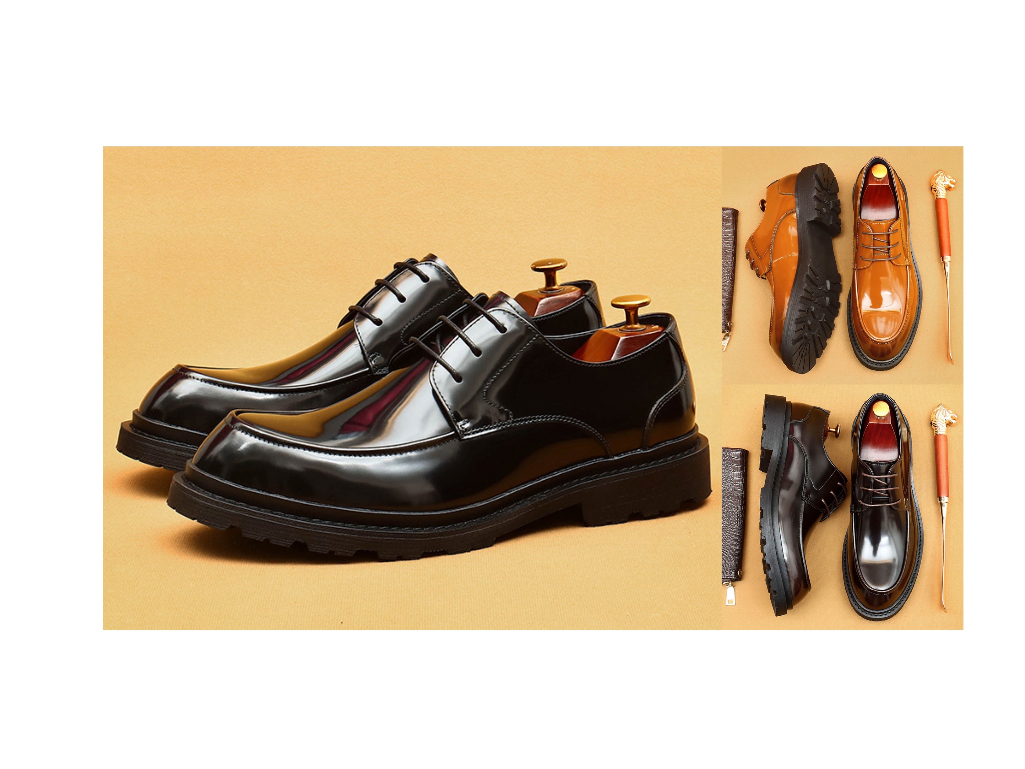 Farvarwo Men's Genuine Leather Derby Shoes | Thick Sole Business Oxfords with Height Boost | Formal Casual Round Toe Footwear | 23552