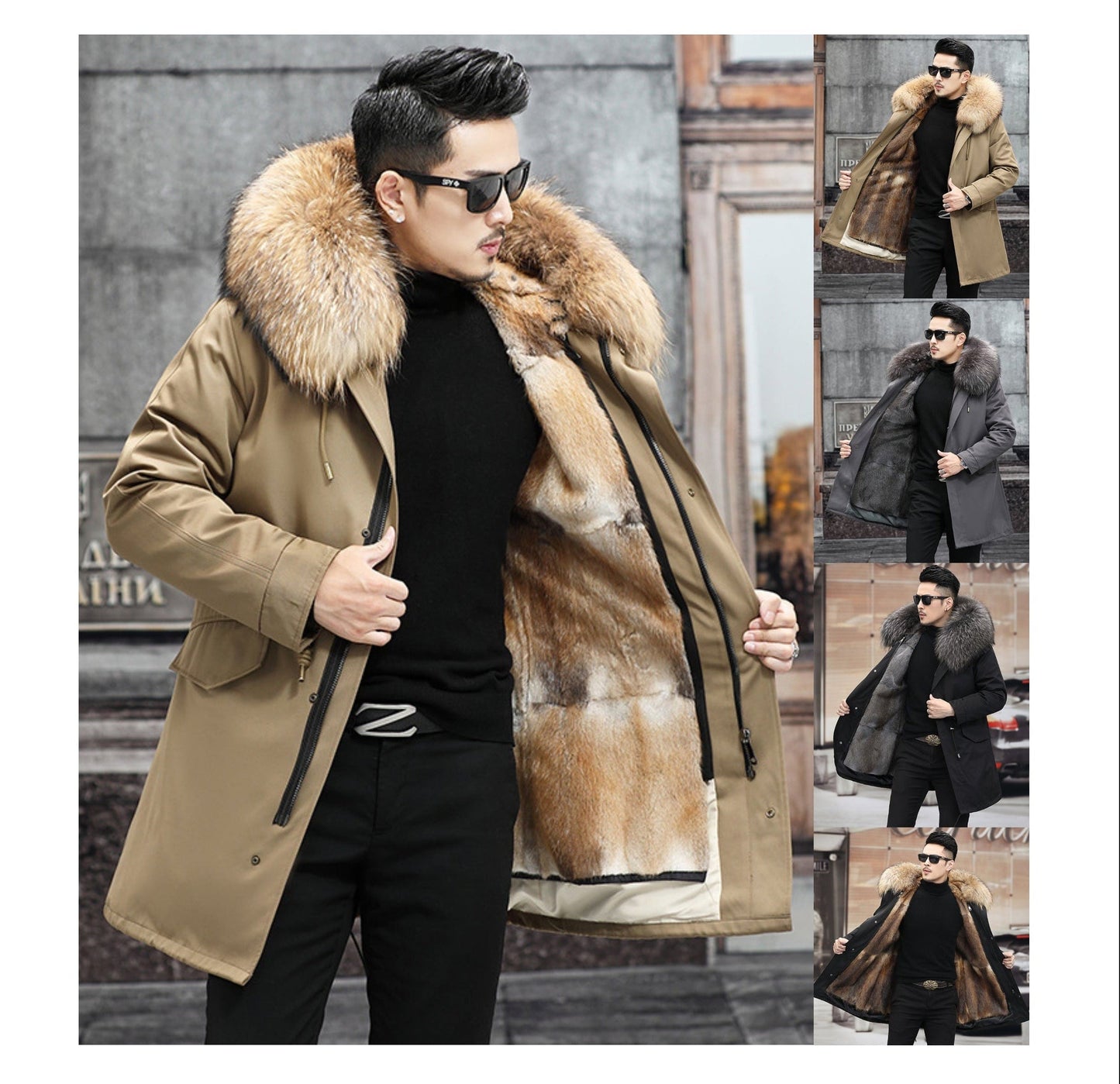 Snow Lotus Men's Mink Fur Parka | 2025 Winter Detachable Mink Lining Long Coat | Luxury Slim-Fit Fur-Trimmed Jacket | 215