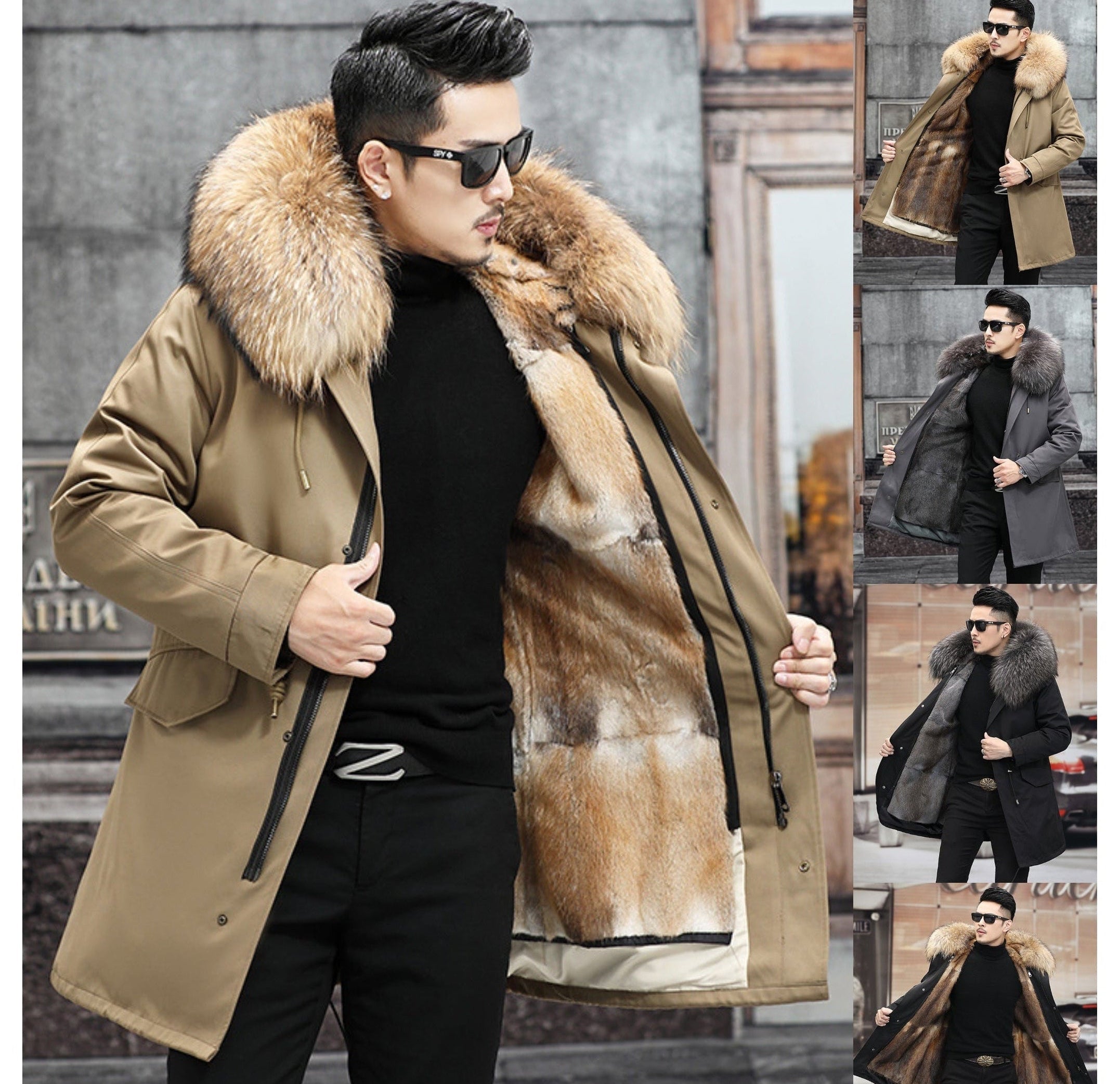 Snow Lotus Men's Mink Fur Parka 2025 Winter Detachable Mink Lining Long Coat Luxury Slim-Fit Fur-Trimmed Jacket | 215