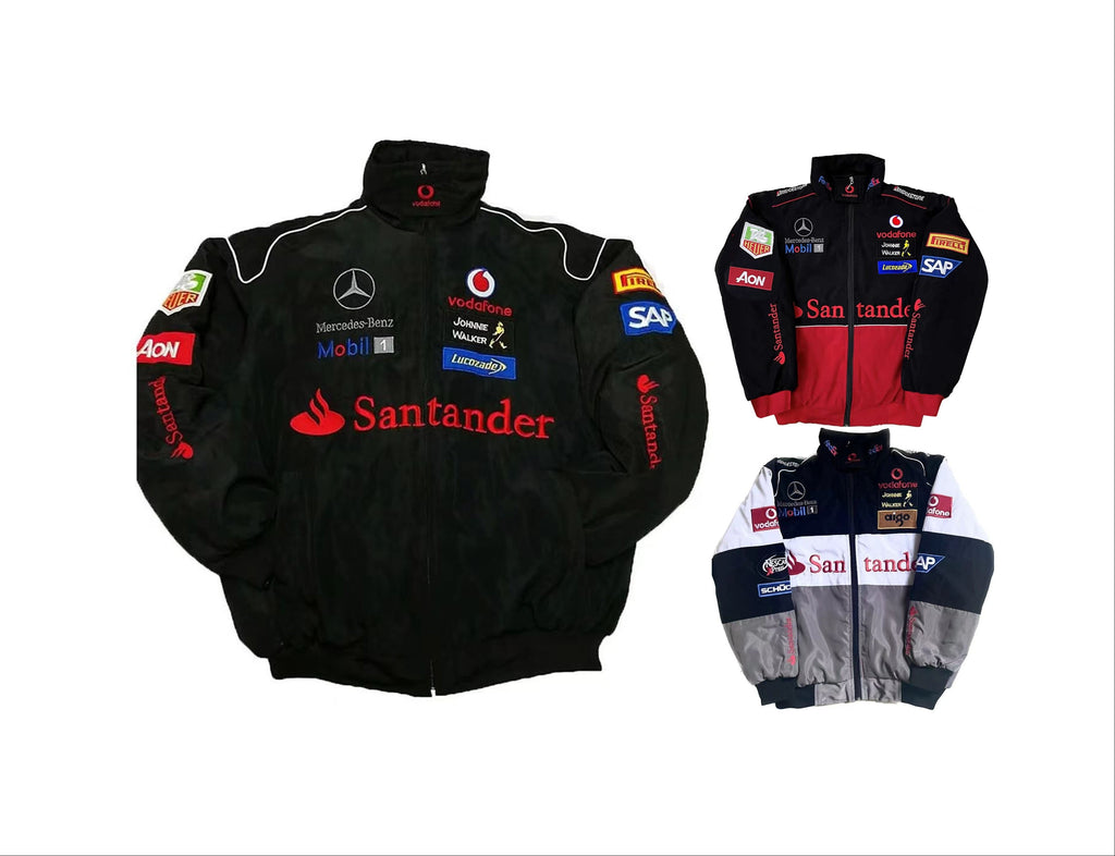 F1 Mercedes-Benz Full Embroidery Racing Jacket | Official Team Style Moto Jacket for Street & Track | BZ08