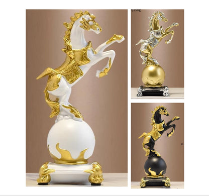 Golden Galloping Horse Resin Statue Handmade Ornament for Home & Office Décor | BY230822